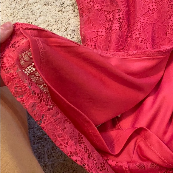 BCBG Hot Pink Lace Wrap Thigh Slit Dress - Picture 8 of 8